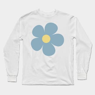 cute muted blue gray retro flower Long Sleeve T-Shirt